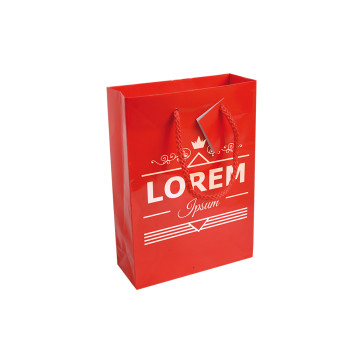 Shopper con soffietto in carta laminata 157 g/m2 con rinforzo alla base, maniglie in cordino e biglietto auguri personalizzato promozionale-33