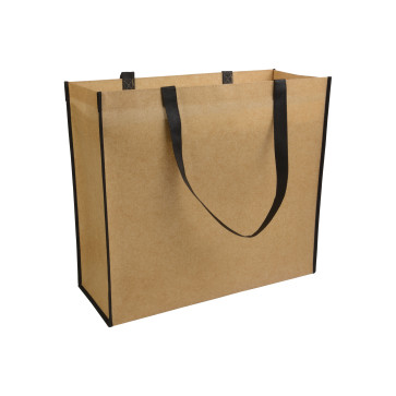 Shopper con soffietto in TNT laminato, manici lunghi a nastro colorati personalizzato promozionale-33