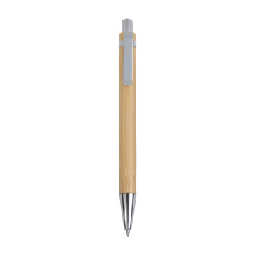 Penna a scatto in bambù con particolari cromati personalizzato promozionale-31