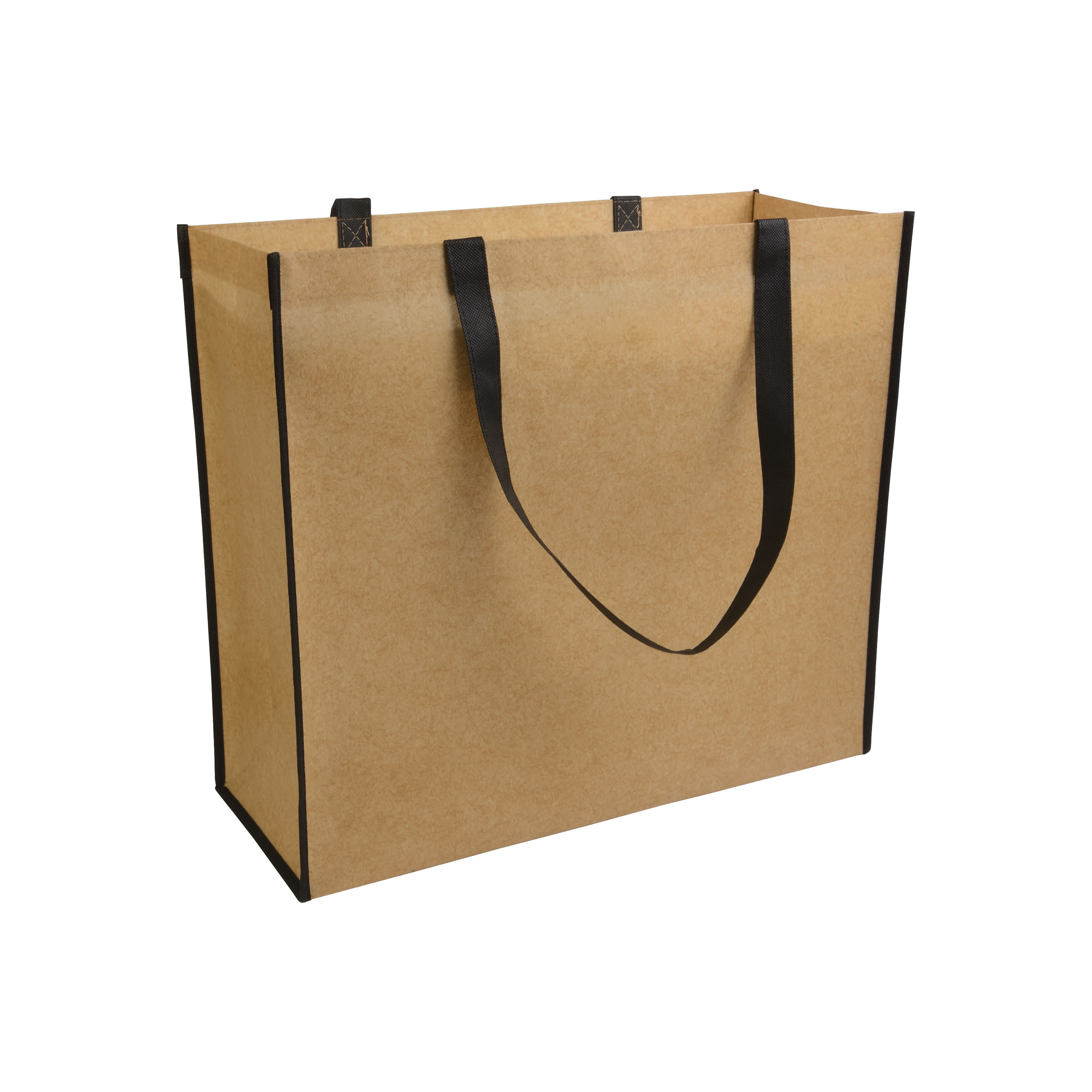 Shopper con soffietto in TNT laminato, manici lunghi a nastro colorati personalizzato promozionale-33