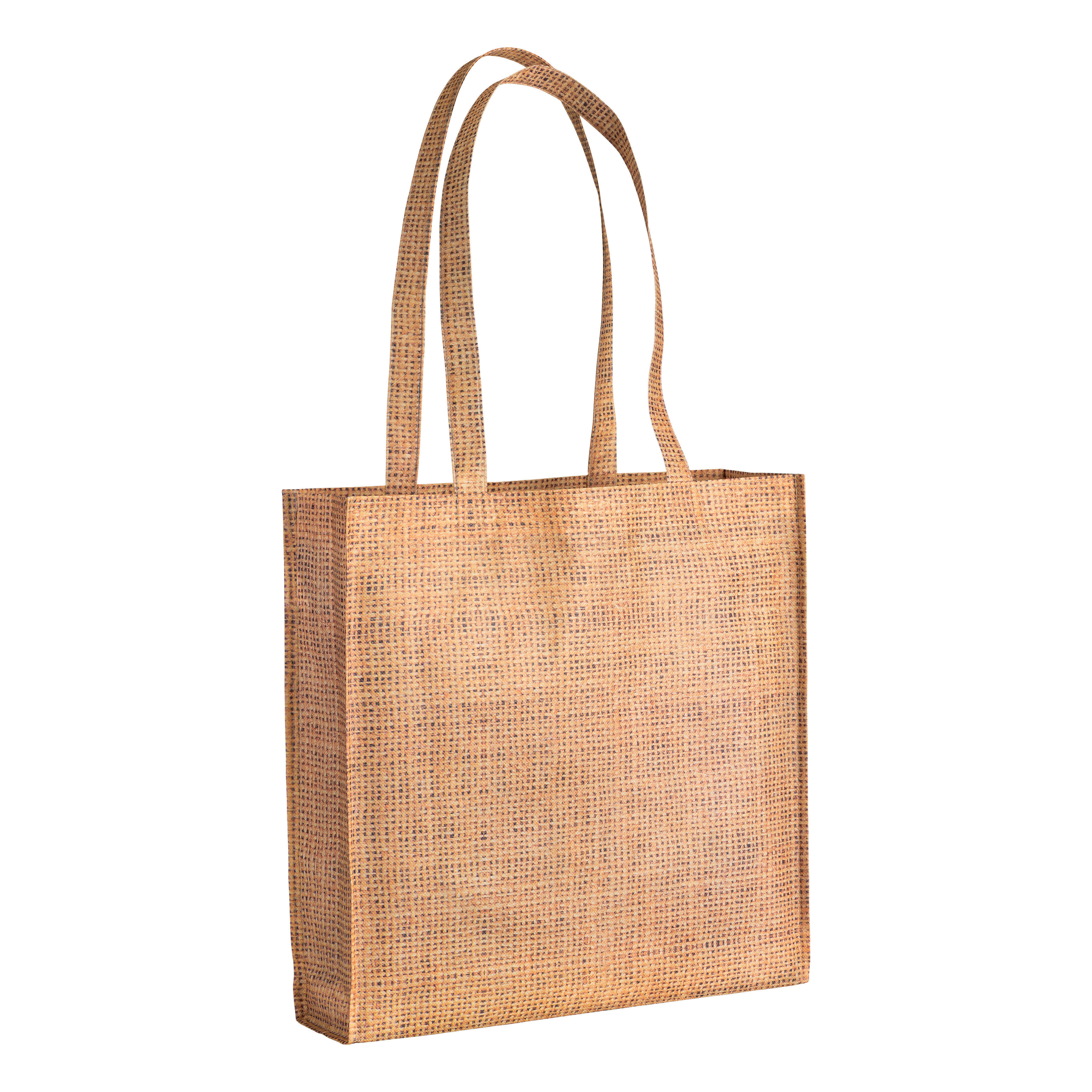 Shopper con soffietto in TNT stampato con effetto juta personalizzato promozionale-31