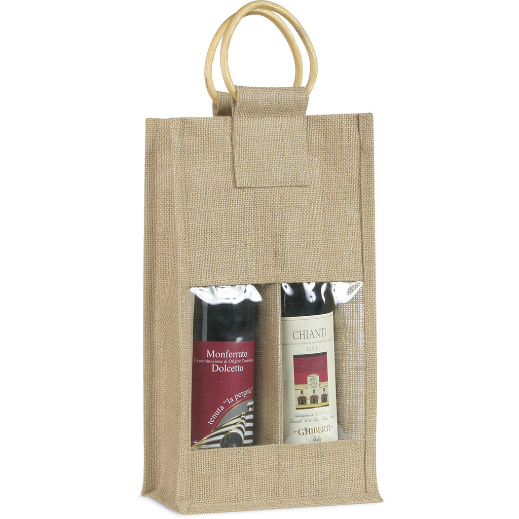 Borsa portabottiglia in juta 2 posti personalizzato promozionale-322