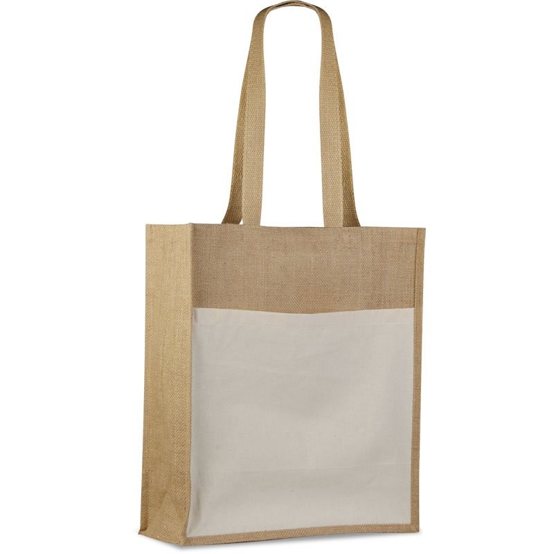 Shopper in juta tasca anteriore personalizzato promozionale-31