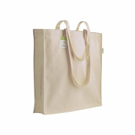 Shopper con soffietto in cotone organico 150 g/m2, manici lunghi