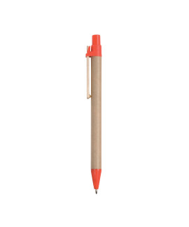 Penna a scatto, in cartoncino, con clip in legno