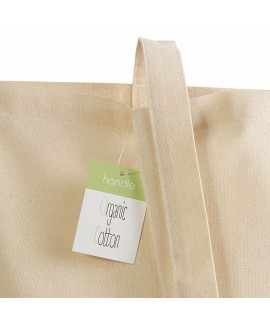 Shopper con soffietto in cotone organico 150 g/m2, manici lunghi