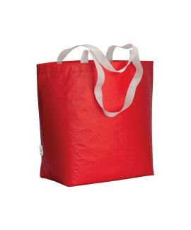 Shopper in R-PET laminato con soffietto alla base 