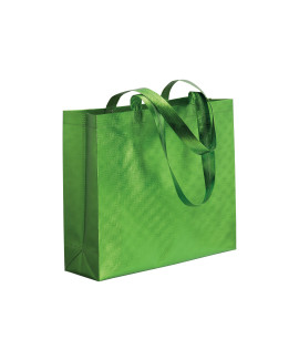 Shopper in TNT laminato metallizzata, manici lunghi e soffietto