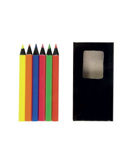 Set di 6 matite in legno colorate fluo 