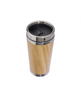 Tazza in acciaio inossidabile con rivestimento in bambú