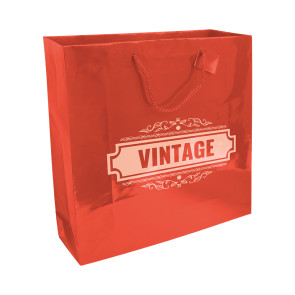 Shopper con soffietto in carta laminata 157 g/m2 con rinforzo alla base, maniglie in cordino e biglietto auguri personalizzato promozionale-224