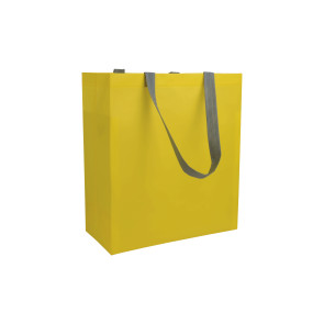 Shopper con soffietto in TNT laminato 100 g/m2 termosaldato, manici corti