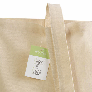 Shopper con soffietto in cotone organico 150 g/m2, manici lunghi