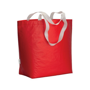 Shopper in R-PET laminato con soffietto alla base 