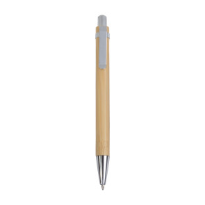 Penna a scatto in bambù con particolari cromati personalizzato promozionale-21