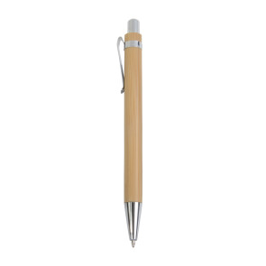 Penna a scatto in bambù con particolari cromati