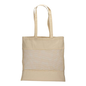 Shopper in cotone naturale da 135 g/m2 con rete sulla parte centrale