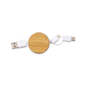 Cavo retrattile in bambù con adattatore 3 in 1 personalizzato promozionale-22