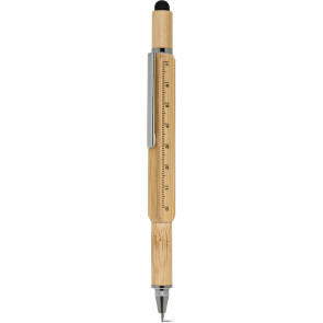 Penna multi funzione in bambù e metallo personalizzato promozionale-21