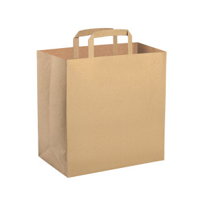 Shopper in carta con soffietto, manico piatina take away personalizzato promozionale-23