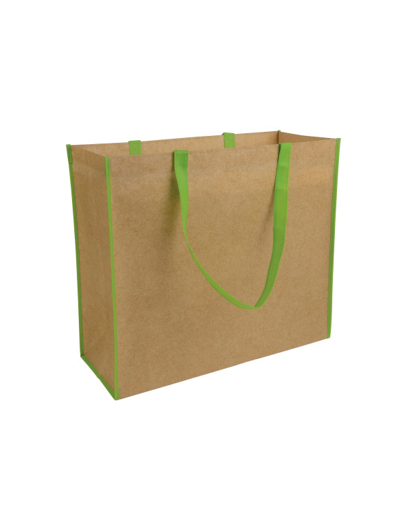 Shopper con soffietto in TNT laminato, manici lunghi a nastro colorati personalizzato promozionale-03