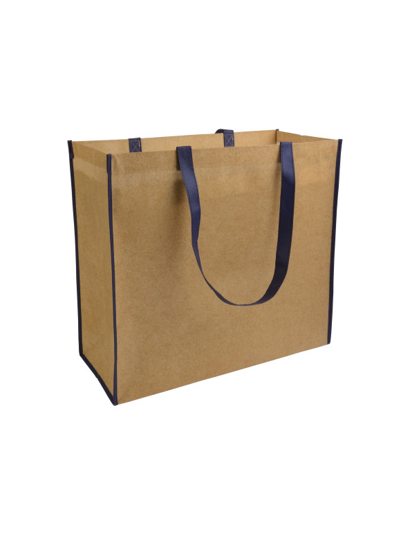 Shopper con soffietto in TNT laminato, manici lunghi a nastro colorati personalizzato promozionale-03
