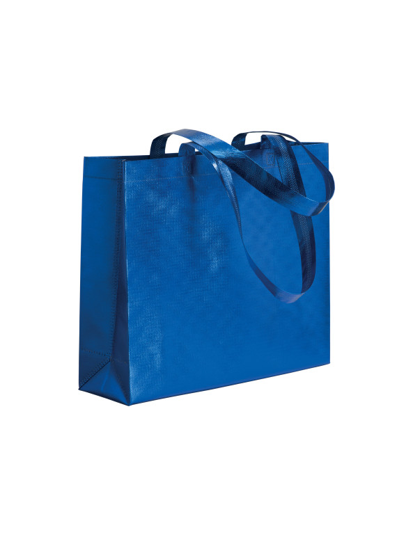Shopper in TNT laminato metallizzata, manici lunghi e soffietto personalizzato promozionale-01