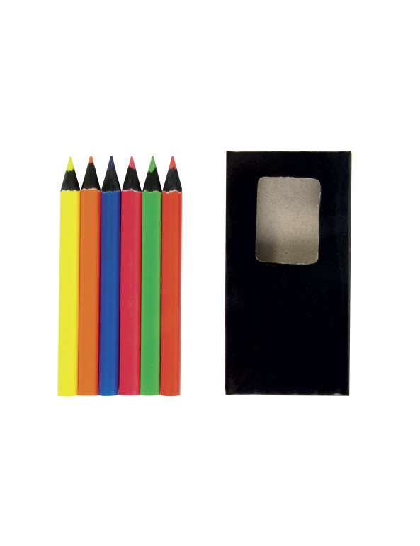 Set di 6 matite in legno colorate fluo personalizzato promozionale-01