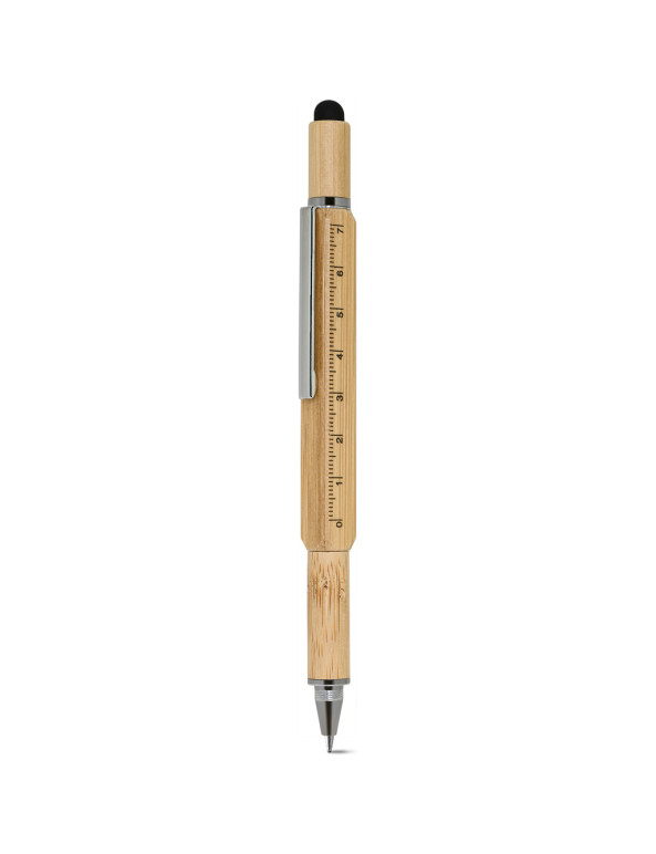 Penna multi funzione in bambù e metallo personalizzato promozionale-01
