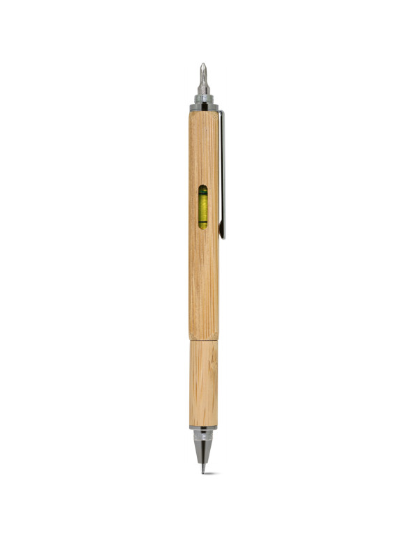 Penna multi funzione in bambù e metallo personalizzato promozionale-01