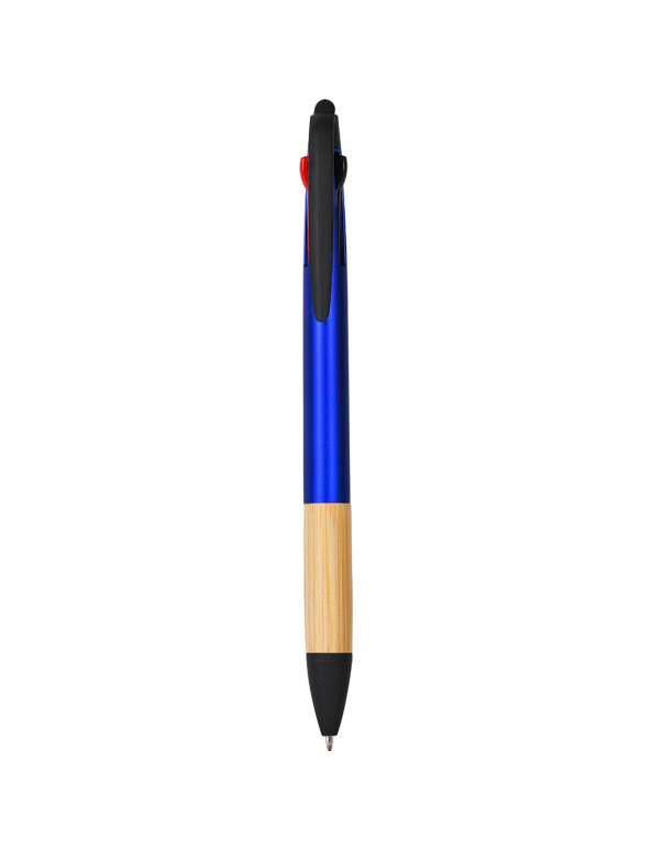 Penna a sfera a 3 colori con touch screen in plastica e bambù personalizzato promozionale-01